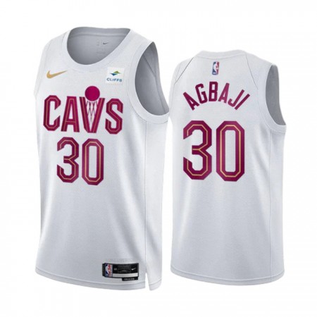 Män Cleveland Cavaliers Tröja Ochai Agbaji 30 Nike 2022-23 Association Edition Vit Swingman